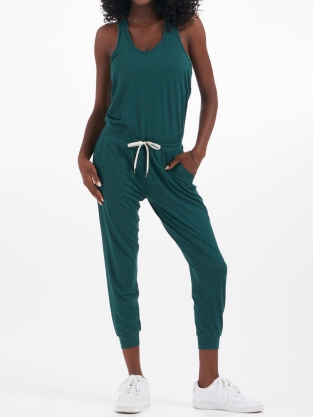 Vuori Lux Jumpsuit Teal Green Racerback Large